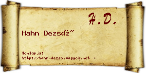 Hahn Dezső névjegykártya